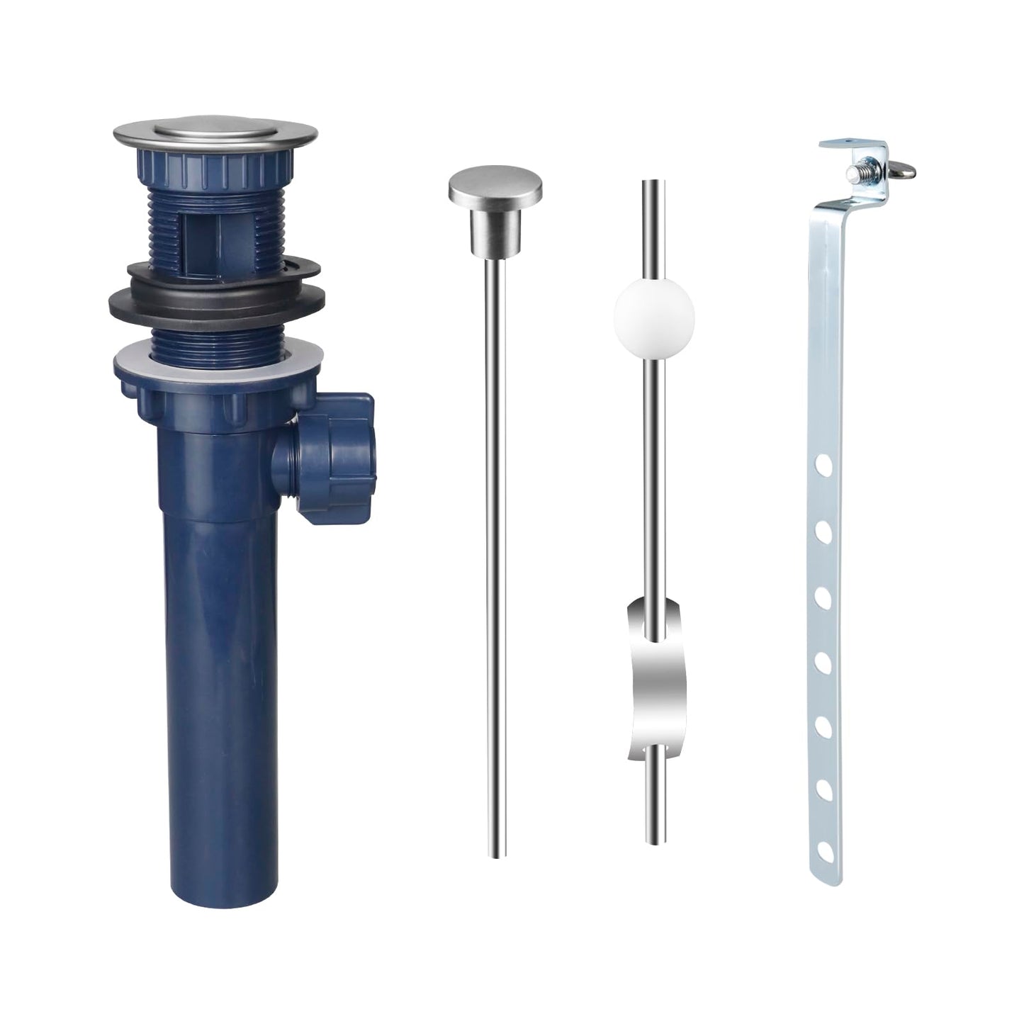 Bathroom Sink Drain with Lift Rod, Pop up Sink Drain Stopper with Lift Rod, Universal Sink Drain Stopper with Overflow, for Bathroom Vanity Sink, Lavatory, Fit Most Drains (Brushed Nickel