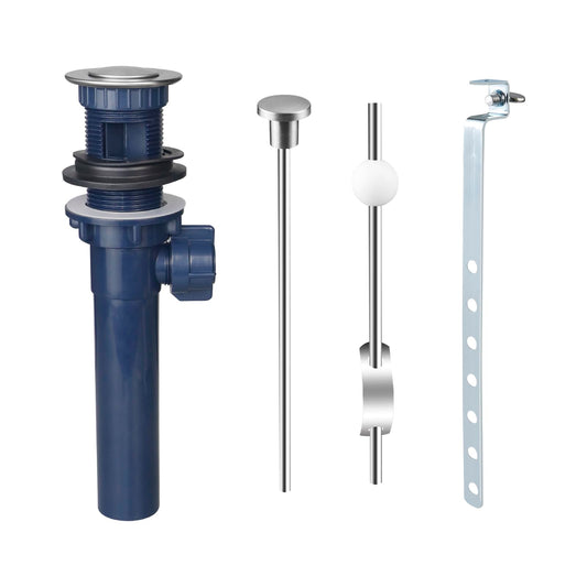 Bathroom Sink Drain with Lift Rod, Pop up Sink Drain Stopper with Lift Rod, Universal Sink Drain Stopper with Overflow, for Bathroom Vanity Sink, Lavatory, Fit Most Drains (Brushed Nickel