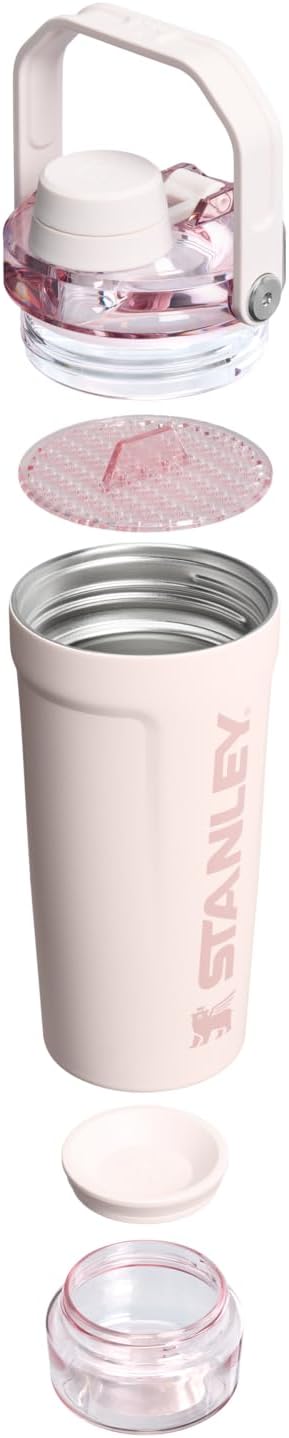 STANLEY Vitalize Shaker Bottle 20 oz - Leakproof Insulated Stainless Steel | Fast Flow Lid & Base Storage | BPA-Free | Rose Quartz