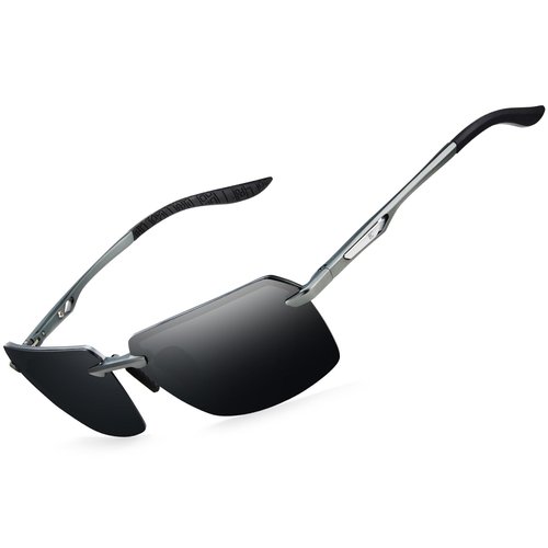BIRCEN Mens Polarized Sunglasses for Driving: Rimless UV Protection Sun Glasses with Al-Mg Frame for Traveling Fishing