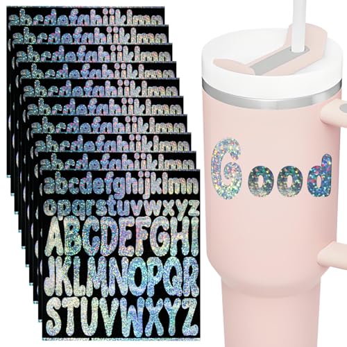 Glitter Letter Stickers for Personalizing Cups & Bottles - 10 Sheets