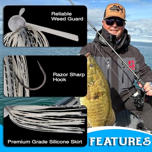 Reaction Tackle Football Head Jigs for Bass & Walleye Fishing 3-Pack