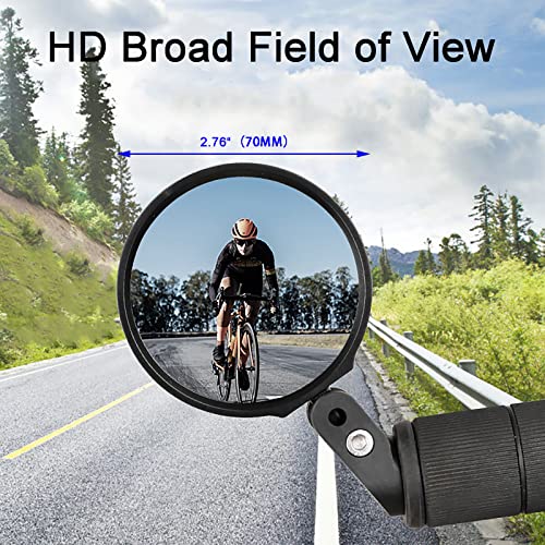 Bicycle Mirrors for Handlebars - 360-Degree Rotation, Unbreakable Lens (2 PCS)