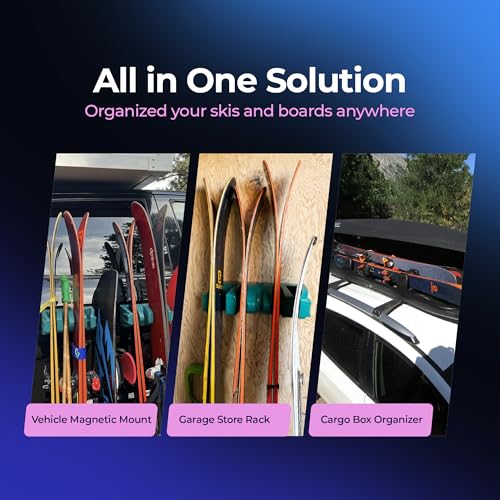 Portable Magnetic Ski & Gear Mount - 2-Pack for Skis, Snowboards, Bikes