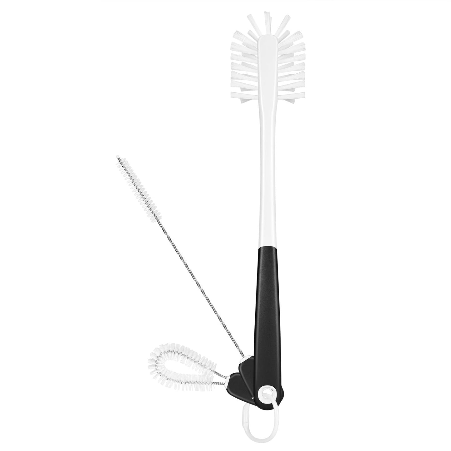 MOSOLAN 3-in-1 Water Bottle Cleaning Brush Set - Long Handle Scrubbing Brush for Tumbler, Straw, Baby Bottles, Drinking Glasses, White
