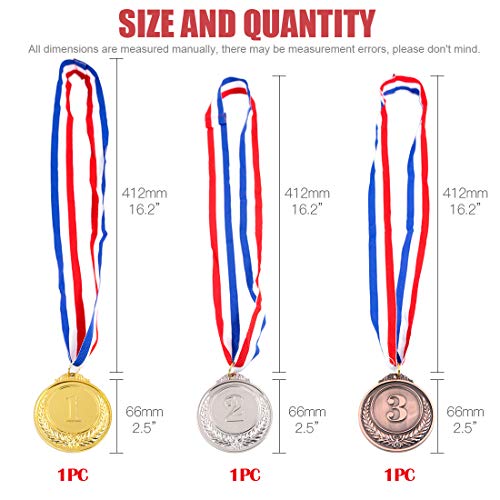 Gold, Silver, Bronze Award Medals with Ribbon - Ears of Wheat Logo, 3 PCS