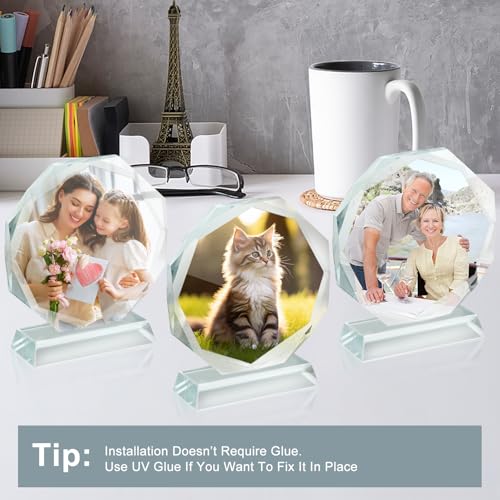 Octagonal Acrylic Award Frames - 3 Pack, 4x4 Inch DIY Trophies