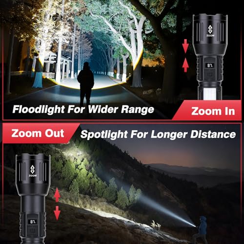 XL 2 Pack Rechargeable 1,500,000 Lumen LED Flashlights with 6 Modes, Zoom, COB Side Light – Sogidon
