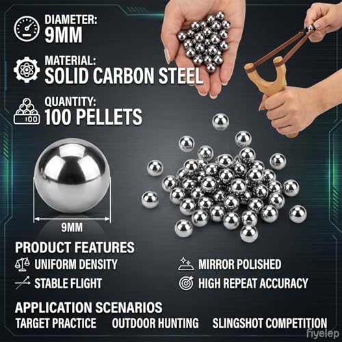 Steel Practice Pellets for Slingshots - 3/8 Inch Ammo Balls