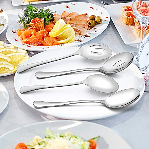 LIANYU Silver 12-Piece Serving Utensils Set - Large Stainless Steel Spoons & Forks