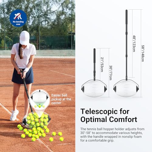 Tennis Ball Collector Roller - No Bending, Holds 40 Balls - Oval Shape