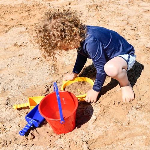 Kids Large Sand Toy Set with Pail, Sieve & Scoops - Heavy Duty Beach Toys for Ages 2.5+