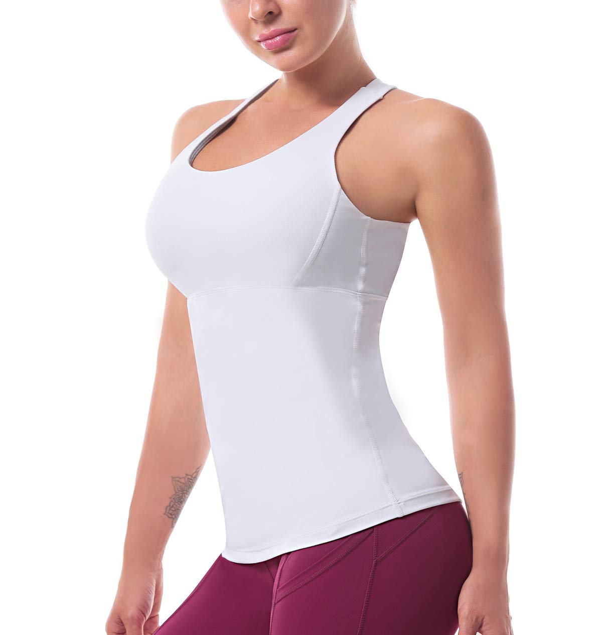 Ritiriko Women’s Yoga Tops Activewear Workout Shirts Sports Racerback Strappy Tank Tops with Built-in Support Bra