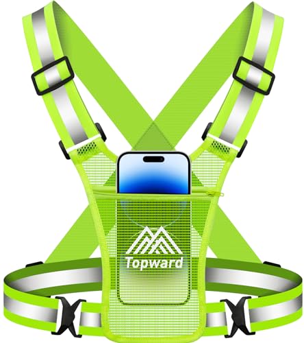 Reflective Running Vest with Phone Holder - Adjustable Safety Gear