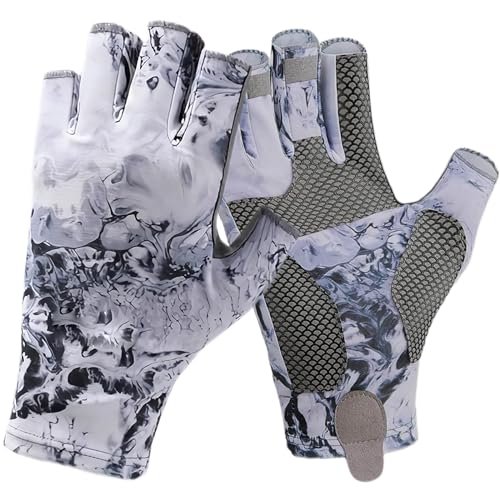UPF50+ Fishing Gloves - Fingerless UV Protection, X-Large Grey