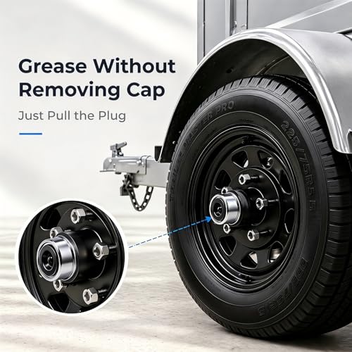 2pcs 1.98" Trailer Hub Dust Caps with Extra Rubber Plugs