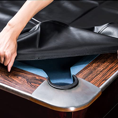 Shieldo 8FT Black Leatherette Pool Table Cover - Heavy Duty Snug Fit
