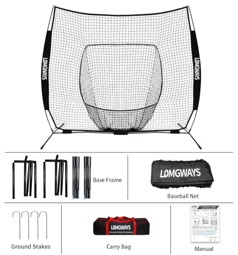 7x7FT Portable Baseball & Softball Practice Net - Black