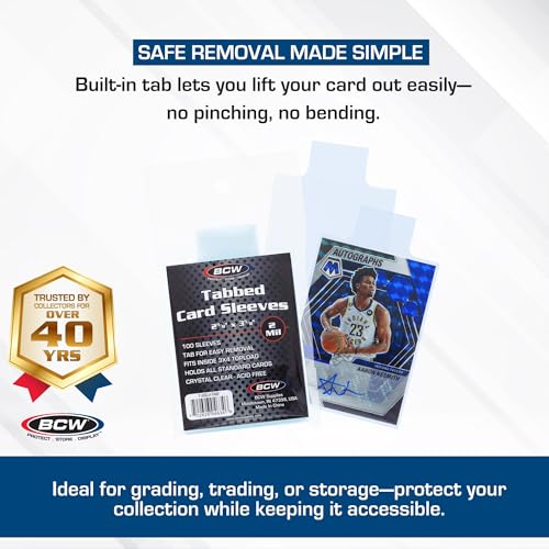 Tabbed Card Sleeves - 100 Pack for Grading PSA, BGS, SGC, CSG, HGA