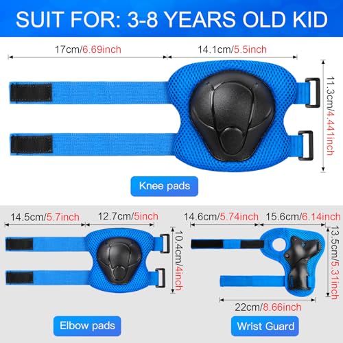 Kids Protective Gear Set - Knee Pads, Elbow Pads & Wrist Guards for Ages 3-14