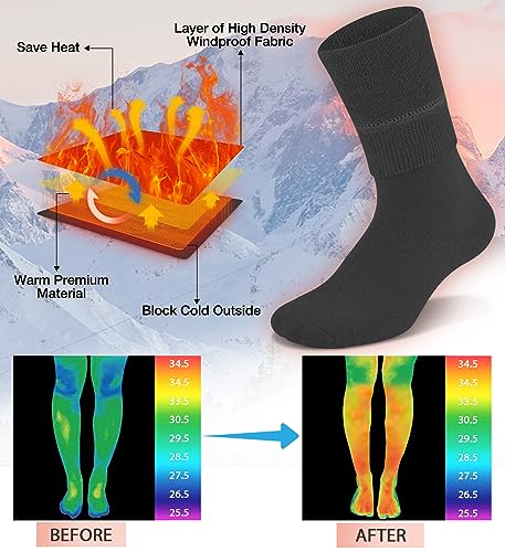 BLONGW Small-Medium Black Thermal Knee High Socks for Women Winter Hiking & Running