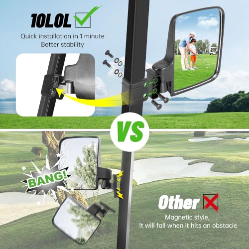Golf Cart Side Mirrors - No Drilling, 180° Adjustable, HD Glass