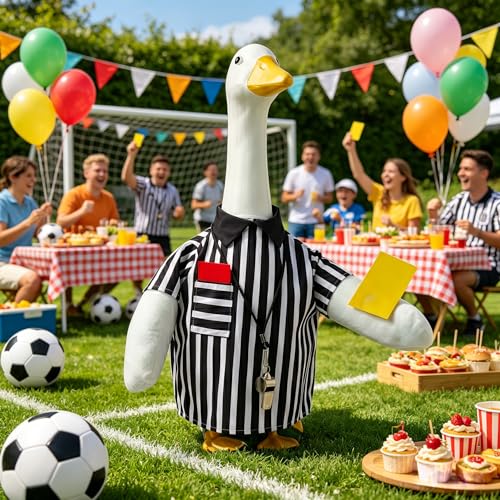23" Soccer Referee Goose Outfit - Fun Lawn Decoration with Whistle & Cards