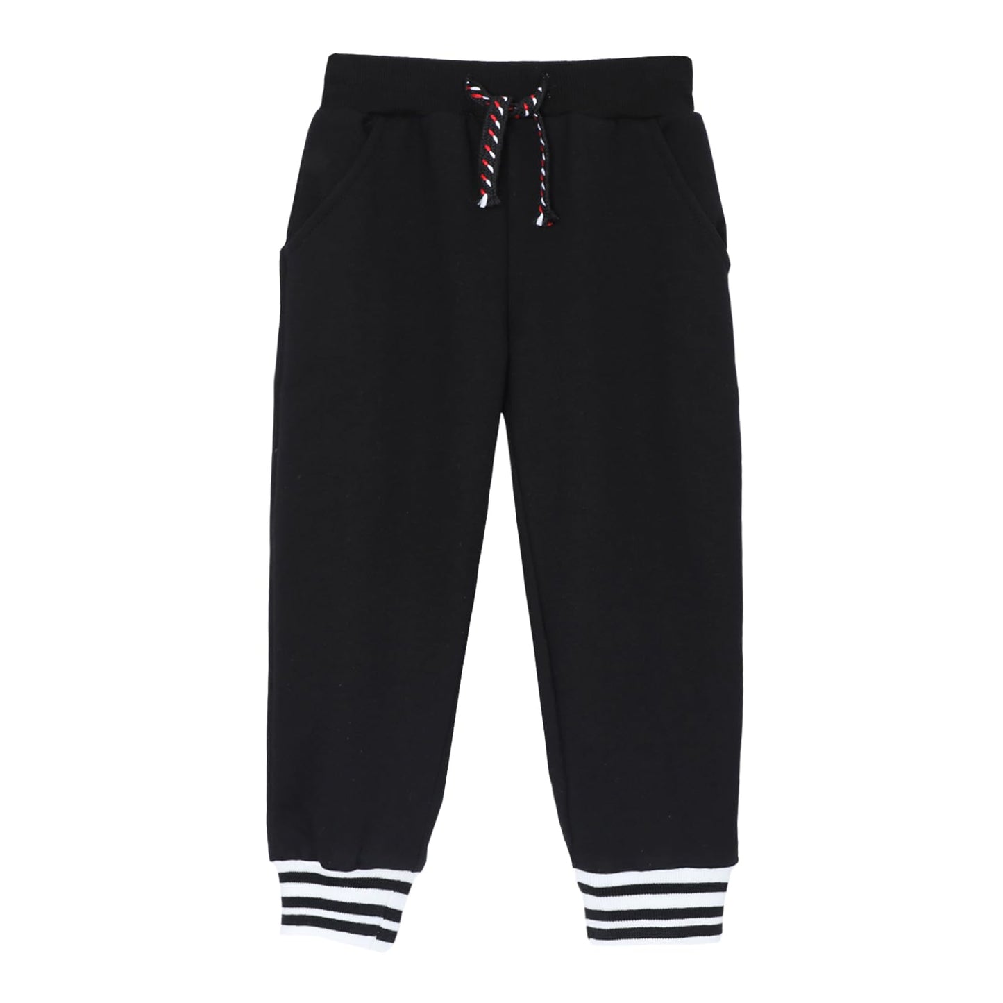 HILEELANG Toddler Boys Cotton Jogger Sweatpants 3 Pack, Black Khaki Navy Blue Soft Elastic Waist Playwear Sport Pants with Pockets, Sizes 2Y