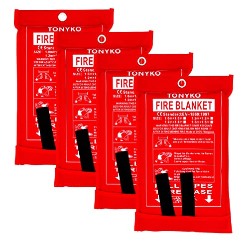TONYKO Emergency Fire Blankets, Flame Retardant Protection and Heat Insulation Designed for Kitchen,Fireplace,Grill,Car,Camping