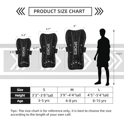 Soccer Shin Guards with Socks for Kids - Black, Large (4'5 - 5'4)