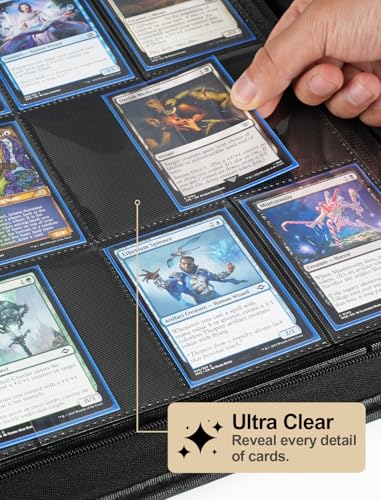 Black 16-Pocket Zipper Binder for 1920 Trading Cards - L++ Capacity