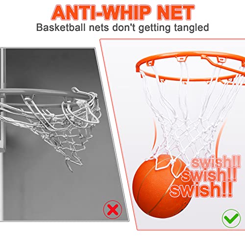 Heavy Duty Basketball Net - Weatherproof Anti-Whip Replacement - 12 Loops