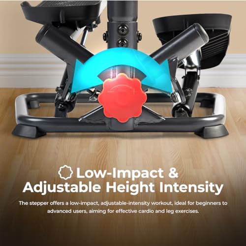 Smart Twist Stair Stepper with Adjustable Handlebar - Black