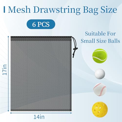 6 Pack Mesh Drawstring Bags - Quick-Dry & Lightweight 14x17
