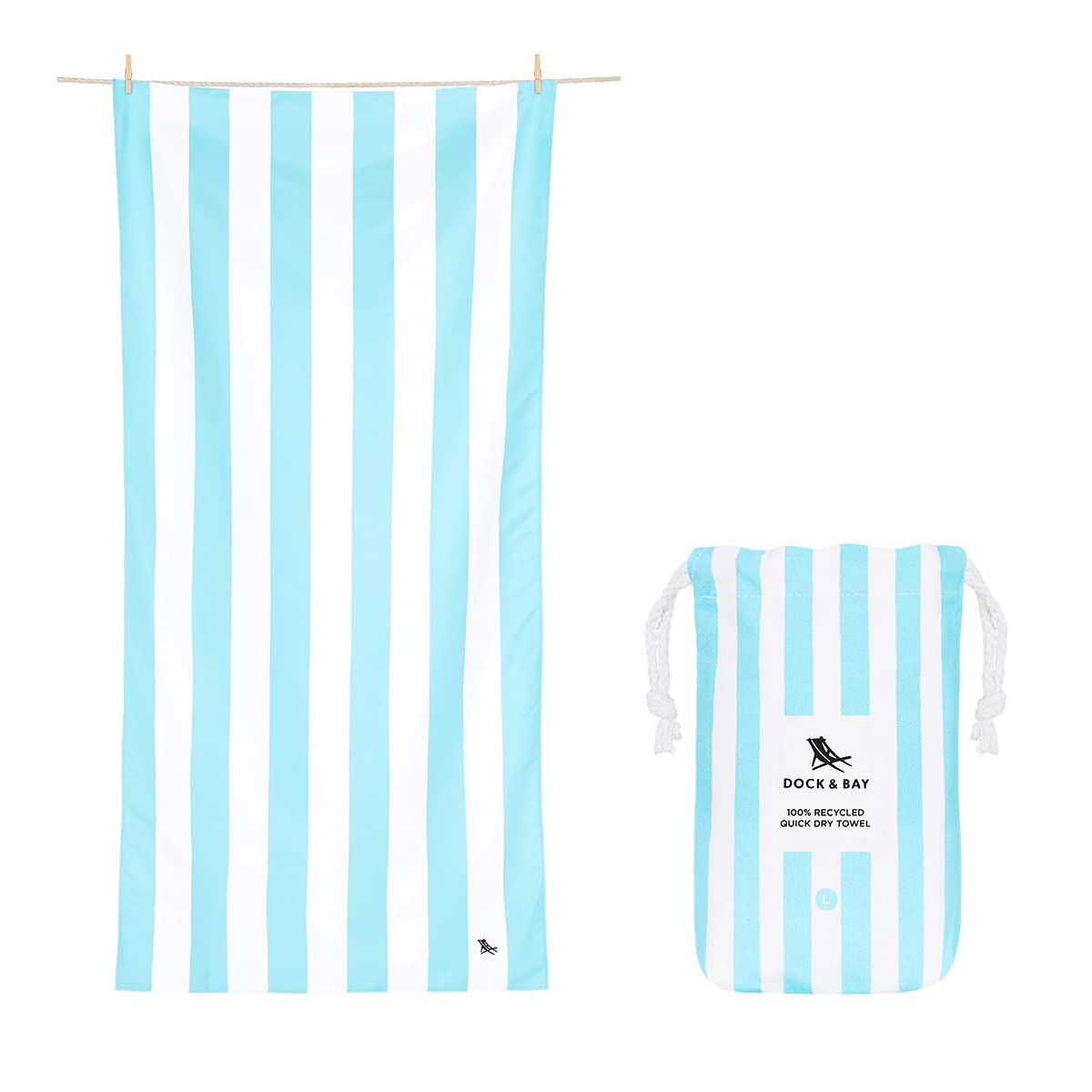Dock & Bay Beach Towel - Quick Dry, Sand Free - Compact, Lightweight - 100% Recycled - Includes Bag - Cabana - Set of 6 - Extra Large (200x90cm, 78x35)