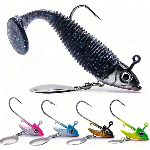 Underspin Jig Heads 1/4oz 5 Pcs - Swimbait with Spinner Blade