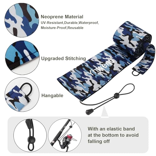 Yhwens 68" Neoprene Fishing Rod Sleeve—Blue Camo, 2-Pack, Rod Covers