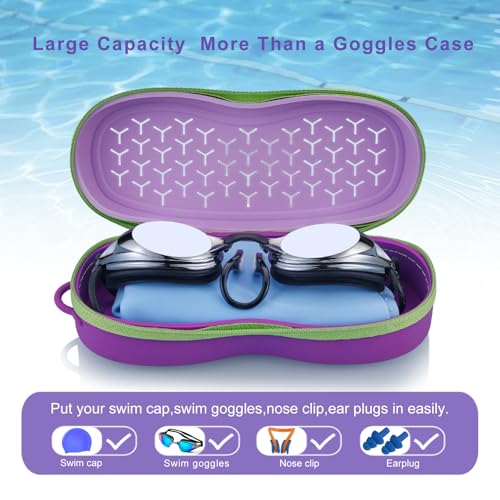 Swim Goggles Case with Carabiner & Strap - Purple