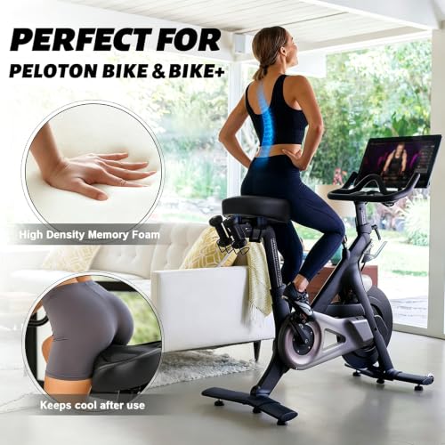 Extra Wide Noseless Bike Seat Cushion - Black - Comfortable Saddle for Peloton & Electric Bikes
