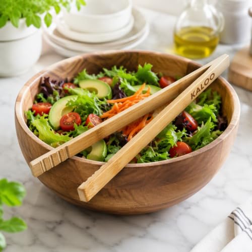 8-Inch Bamboo Toaster Tongs - Set of 2 Reusable Wooden Kitchen Tongs