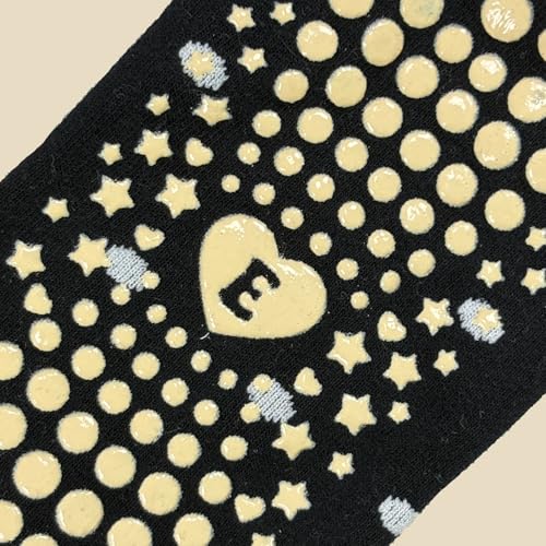 Non-Slip Polka Dot Yoga Socks for Women - Ruffle Crew Style, One Size / Black Dots & Grids