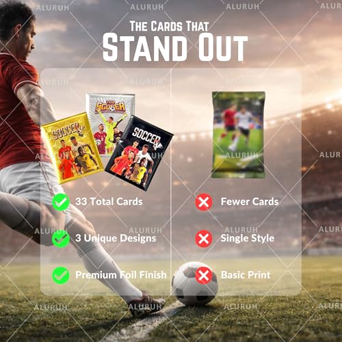 33 Unique Soccer Player Trading Cards - 3 Mystery Packs