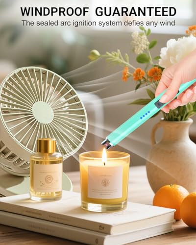 Electric Candle Lighter - USB Rechargeable Flameless Plasma Arc - Tiffany Blue