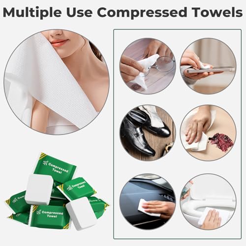 40 Pack Disposable Compressed Face Towels Travel-Size Soft & Reusable