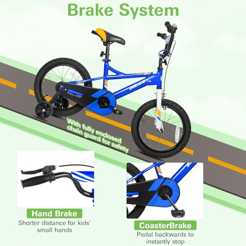 Kids Bicycle 16 Inch for Boys & Girls - Coaster Brake, Blue