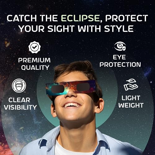Helioclipse 25 Pack Solar Eclipse Glasses 2024 - Trusted for Direct Solar Eclipse Viewing - Iso 12312-2 & Ce Certified