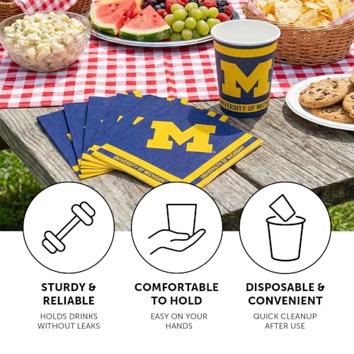 University of Michigan Paper Cups - 20 Count, 9 Oz Disposable