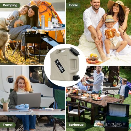 Grey 3.2 Gallon Camping Water Container with Spigot, Leakproof BPA-Free