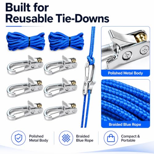 Heavy-Duty Paracord Rope Tensioners 6-Pack for Camping, Boating & Outdoor Gear