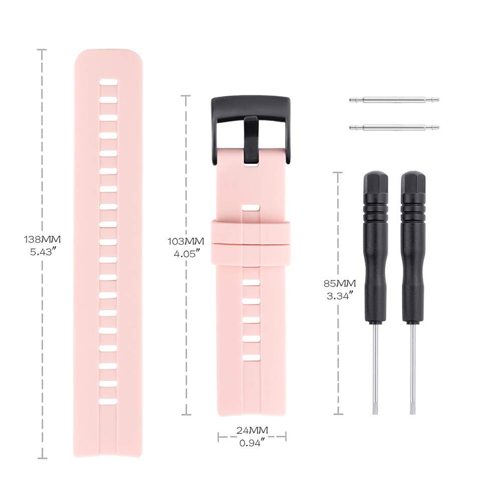 SENCATO Watch Bands Compatible with Suunto Spartan Sport HR, Classic Soft Rubber Replacement Wrist Strap for Suunto Spartan Sport HR Smart Watch Band (Pink)